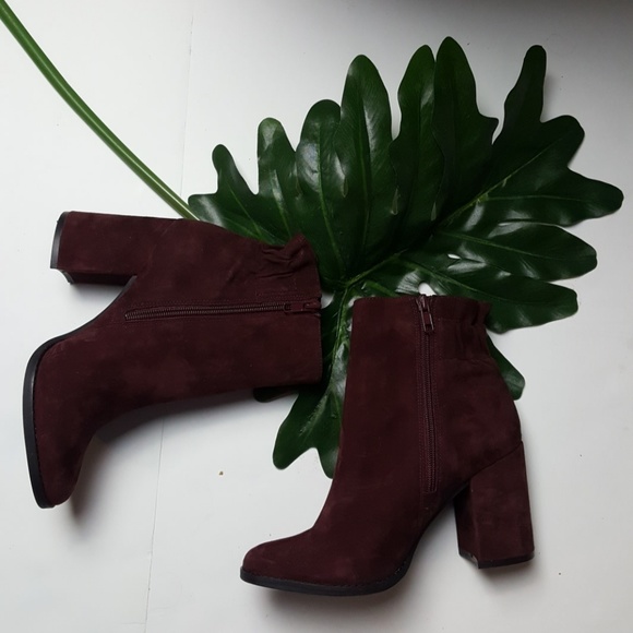 dark red ankle boots